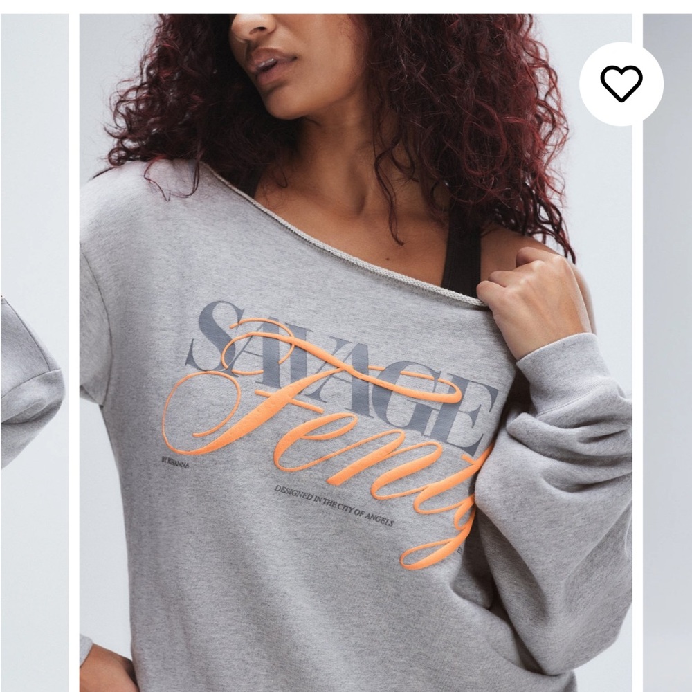 Savage X Fenty Off-Shoulder Gray Sweater